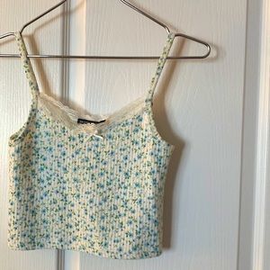 Brandy Melville Ribbed Floral Tank Top